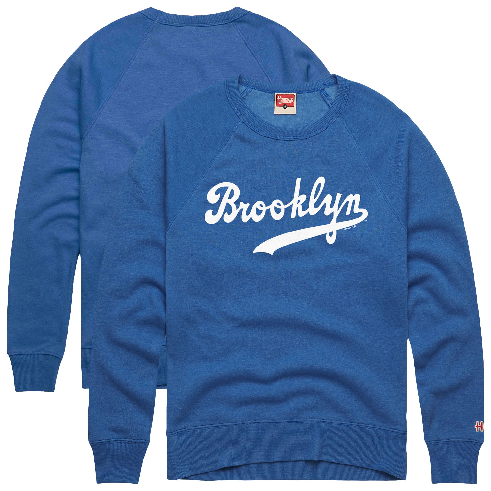 Men's Homage Royal Brooklyn Dodgers Retro Tri-Blend Pullover Sweatshirt